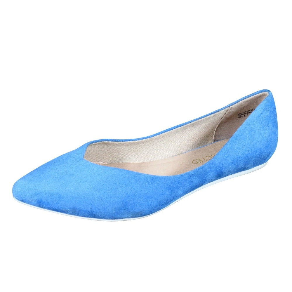 Restricted Women Pointed Toe Ballet Flat Size 6.5 Work Office Blue Faux Suede